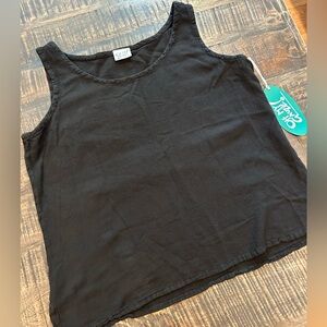 Oh My Gauze Tank 2 Blouse Tunic Top 100% Cotton Sleeveless Black size 2 NWT